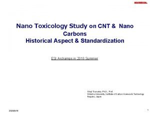 Nano Toxicology Study on CNT Nano Carbons Historical