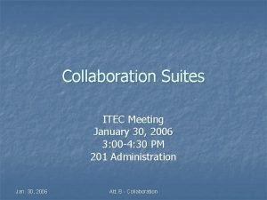 Collaboration Suites ITEC Meeting January 30 2006 3