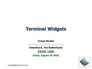 Terminal Widgets Ernest Micklei emickleiphilemonworks com Amersfoort The