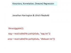 Kovarianz Korrelation lineare Regression Jonathan Harrington Ulrich Reubold