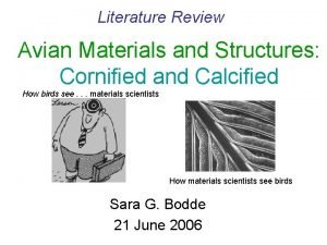 Literature Review Avian Materials and Structures Cornified and