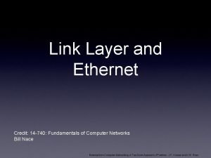 Link Layer and Ethernet Credit 14 740 Fundamentals