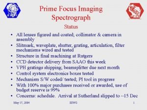 Prime Focus Imaging Spectrograph Status All lenses figured