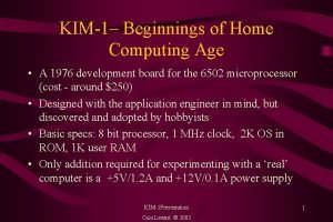 KIM1 Beginnings of Home Computing Age A 1976