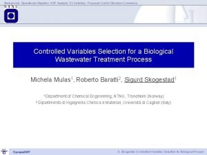 Background Operational Objective DOF Analysis CV Selection Proposed