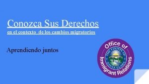 Conozca Sus Derechos en el contexto de los