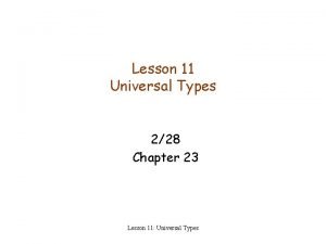 Lesson 11 Universal Types 228 Chapter 23 Lesson