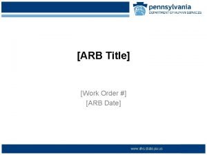 ARB Title Work Order ARB Date www dhs