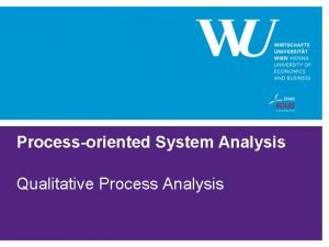 Processoriented System Analysis Qualitative Process Analysis BPM Lifecycle