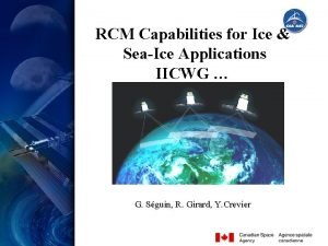 RCM Capabilities for Ice SeaIce Applications IICWG G