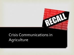Crisis communications lecture
