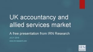 UK accountancy and allied services market A free