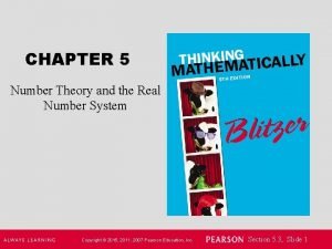 CHAPTER 5 Number Theory and the Real Number