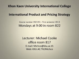 Khon Kaen University International College International Product and