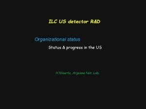ILC US detector RD Organizational status Status progress