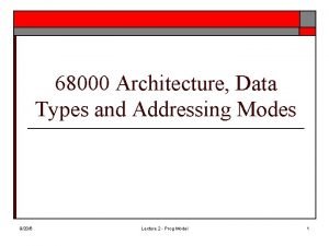 68000 Architecture Data Types and Addressing Modes 9206