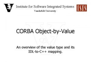 Institute for Software Integrated Systems Vanderbilt University CORBA