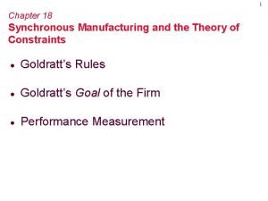 Synchronous manufacturing and theory of constraints
