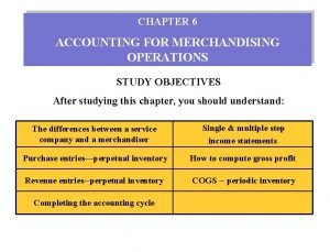 Accounting for merchandising operations