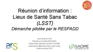 Runion dinformation Lieux de Sant Sans Tabac LSST