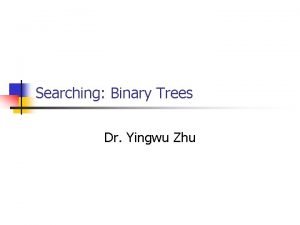 Searching Binary Trees Dr Yingwu Zhu Review of
