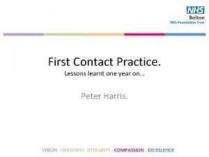 First Contact Practice Lessons learnt one year on