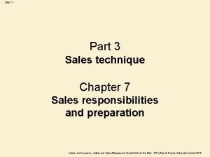 Sales responsibilities