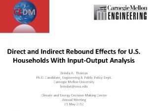 Direct and Indirect Rebound Effects for U S