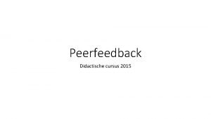 Wat is peerfeedback