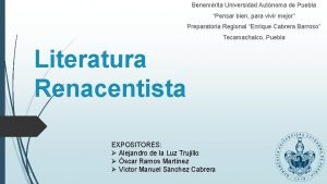 Benemrita Universidad Autnoma de Puebla Pensar bien para