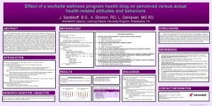 Effect of a worksite wellness program health blog