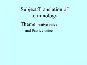 Negative active and passive voice