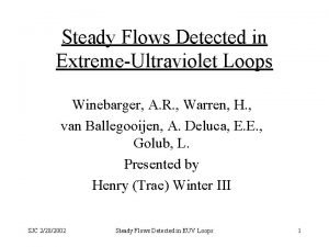 Steady Flows Detected in ExtremeUltraviolet Loops Winebarger A