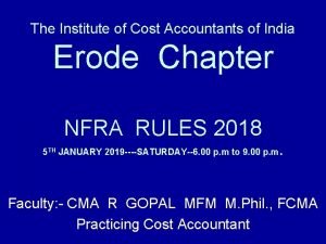 The Institute of Cost Accountants of India Erode