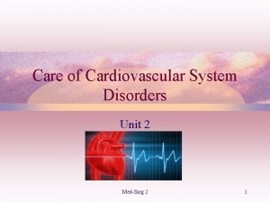 Care of Cardiovascular System Disorders Unit 2 MedSurg