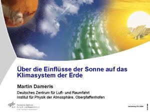 ber die Einflsse der Sonne auf das Klimasystem