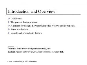 General design process
