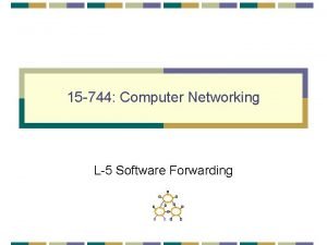 15 744 Computer Networking L5 Software Forwarding Outline