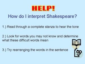 How do I interpret Shakespeare 1 Read through