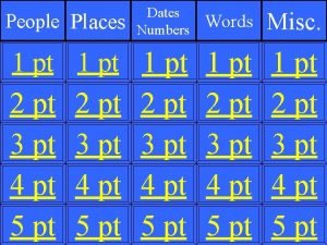 People Places Dates Numbers Words Misc 1 pt