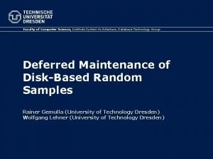 Faculty of Computer Science Institute System Architecture Database