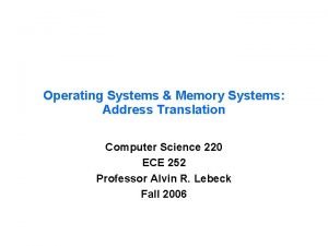Operating Systems Memory Systems Address Translation Computer Science
