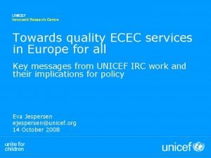 Towards quality ECEC services in Europe for all