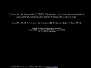 Oroscomucoid like protein 3 ORMDL 3 transgenic mice