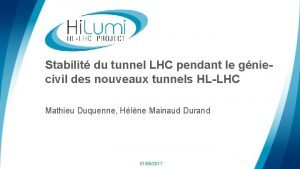 Stabilit du tunnel LHC pendant le gniecivil des