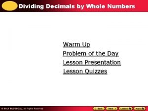 How to divide a decimal by whole number