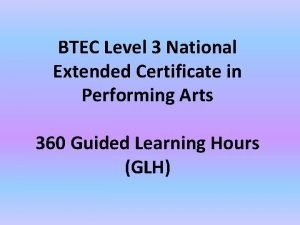 BTEC Level 3 National Extended Certificate in Performing