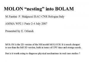 MOLON nesting into BOLAM M Fantini P Malguzzi