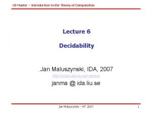 CS Master Introduction to the Theory of Computation