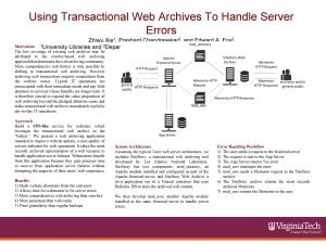 Using Transactional Web Archives To Handle Server Errors